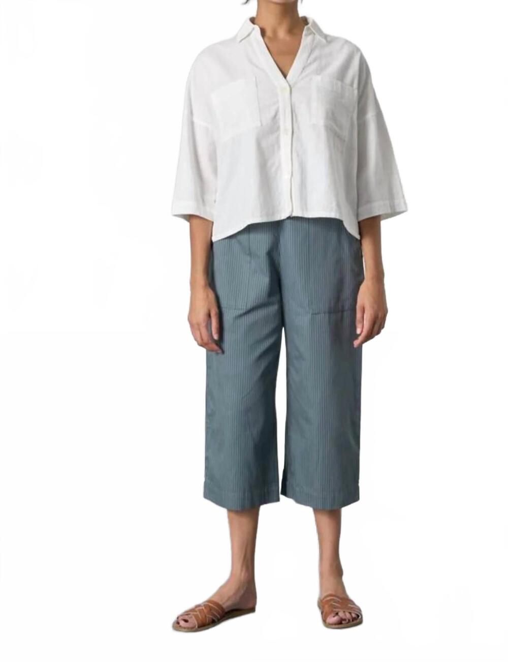 NEW BIBICO anna wide-leg culottes pants in striped slate